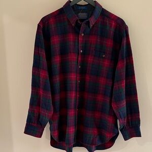 Pendleton LOBO 100% virgin wool Red and Navy Plaid Button-Down Shirt XL